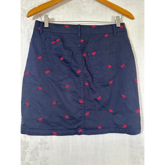 Croft Barrow VTG Skort 6 Navy Blue Red Embroidered Lobsters Shorts Skirt Stretch - Picture 8 of 10